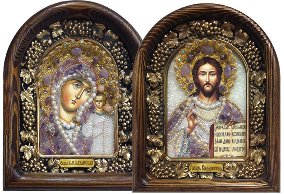 Икона Венчальная пара бисер