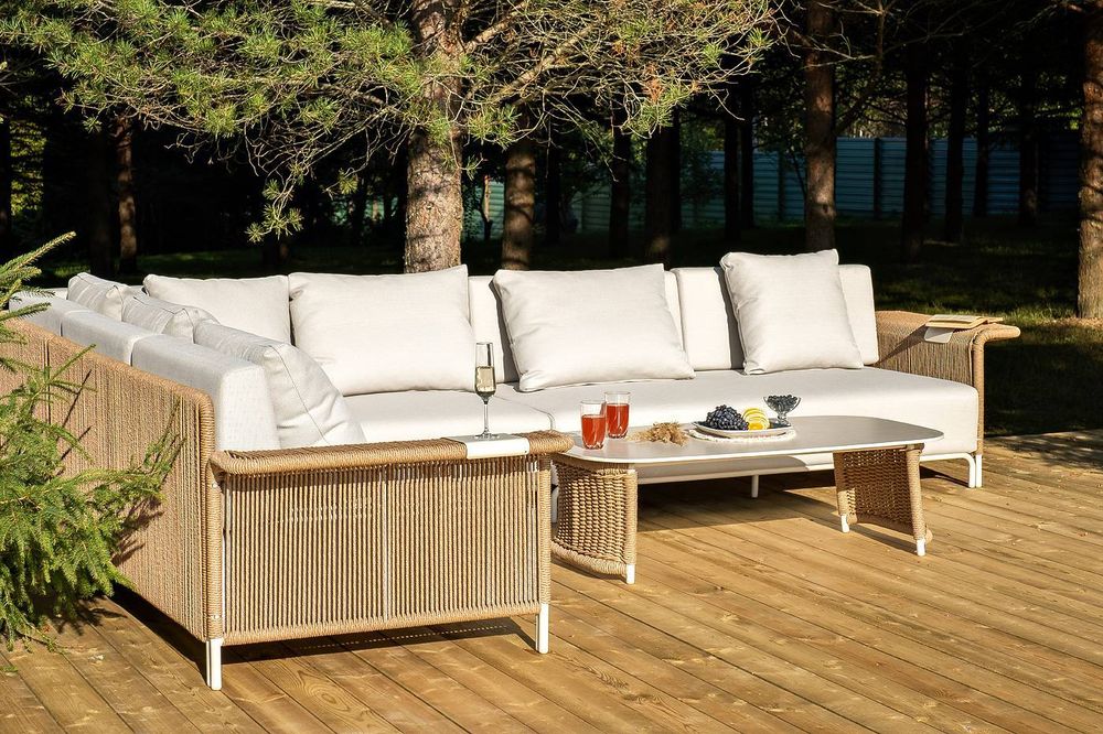 "Мальдивы" трансформирующаяся лаунж-зона из искусственного ротанга, цвет соломенный