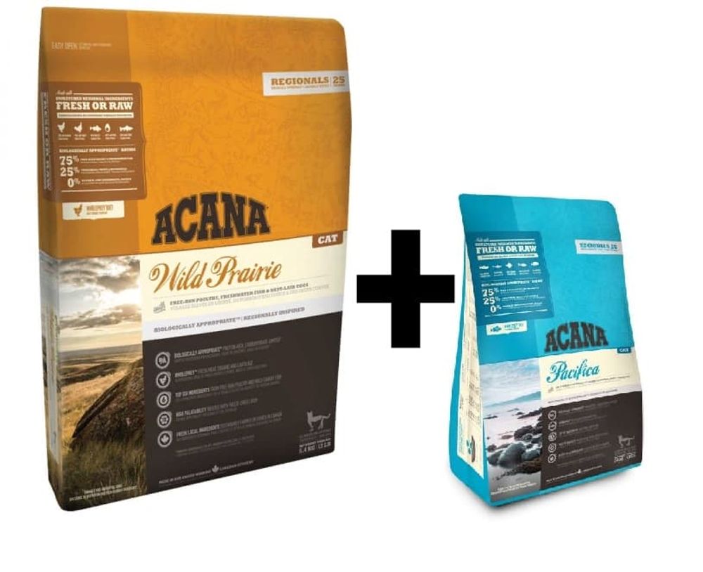 *Промо-Набор ACANA WILD PRAIRIE CAT корм для кошек 1,8кг + ACANA PACIFICA CAT 340г