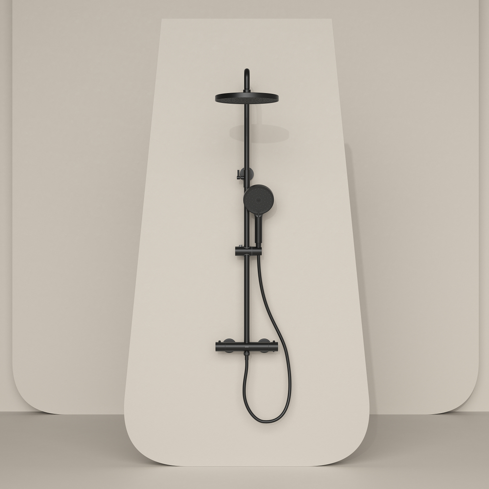 Душевая стойка Sancos Teo c термостатом, черный матовый, SC11001MB