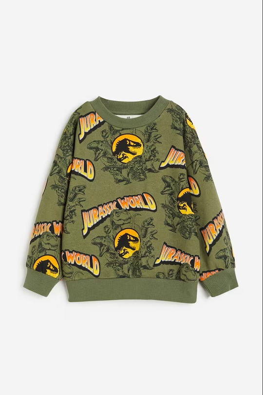 H&M Толстовка оверсайз с принтом, хаки