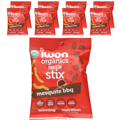 IWON Organics, Organics Protein Stix, барбекю из мескита, 8 пакетиков по 42 г (1,5 унции)