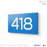 Номер на дверь 418, табличка на дверь для офиса, квартиры, кабинета, аудитории, склада, голубая 120х70 мм, Айдентика Технолоджи
