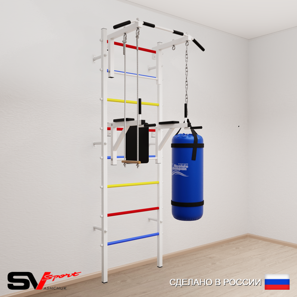 Шведская стенка Sv Sport усиленная 6731 (Турник стандарт/Брусья/Трапеция/Цепь/Мешок 15кг)