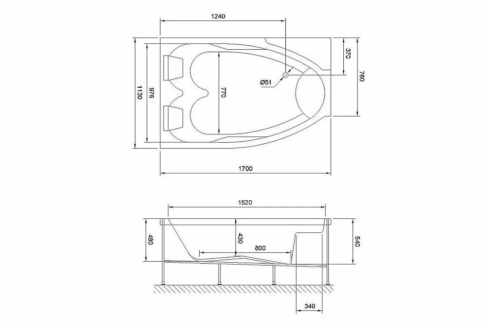 Акриловая ванна Royal Bath SHAKESPEARE RB652100K 170х110 белая