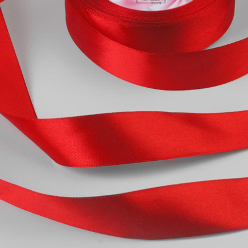 Лента атласная / 25 мм / цвет: красный