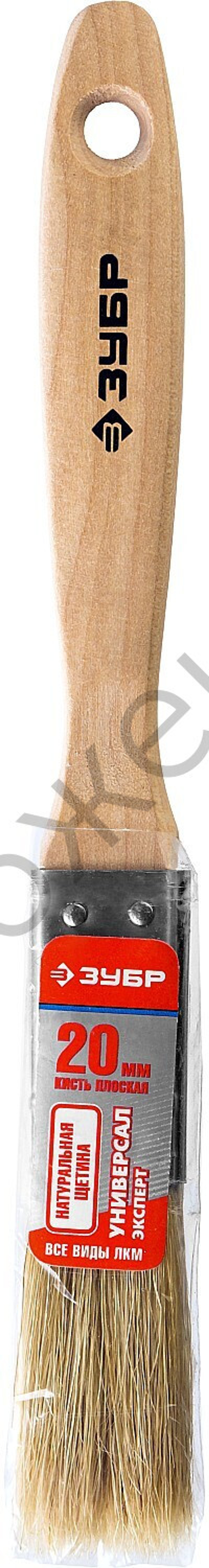 ЗУБР УНИВЕРСАЛ 20 мм, 3/4″ светлая натуральная щетина, деревянная ручка, Плоская кисть, ЭКСПЕРТ (01005-020)