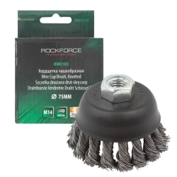 Кордщетка чашеобразная стальная витая для УШМ 75мм (М14) RockForce##Rock FORCE RF-BWC103