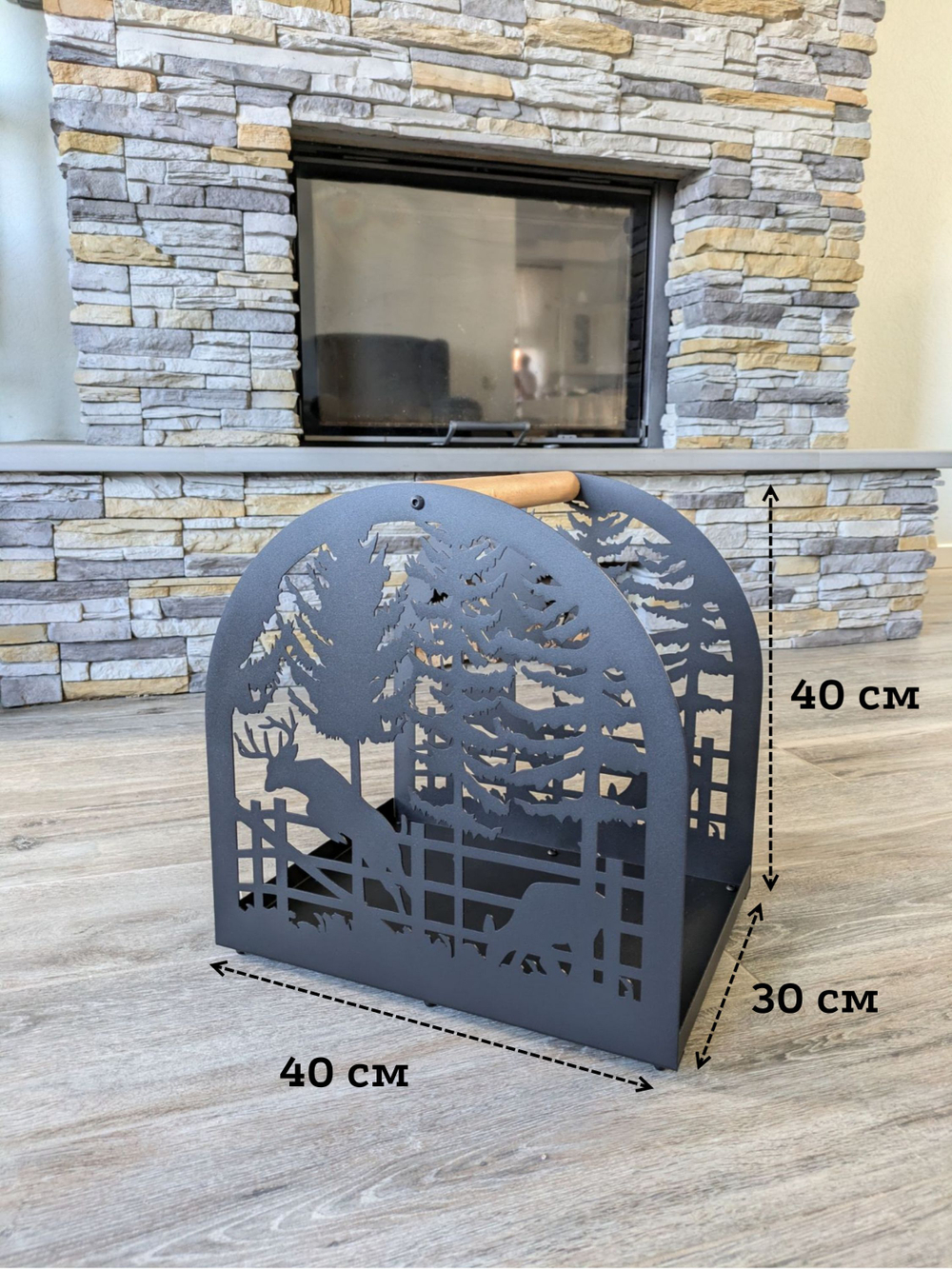 Дровница Олени, дровник для камина, бани, переносная