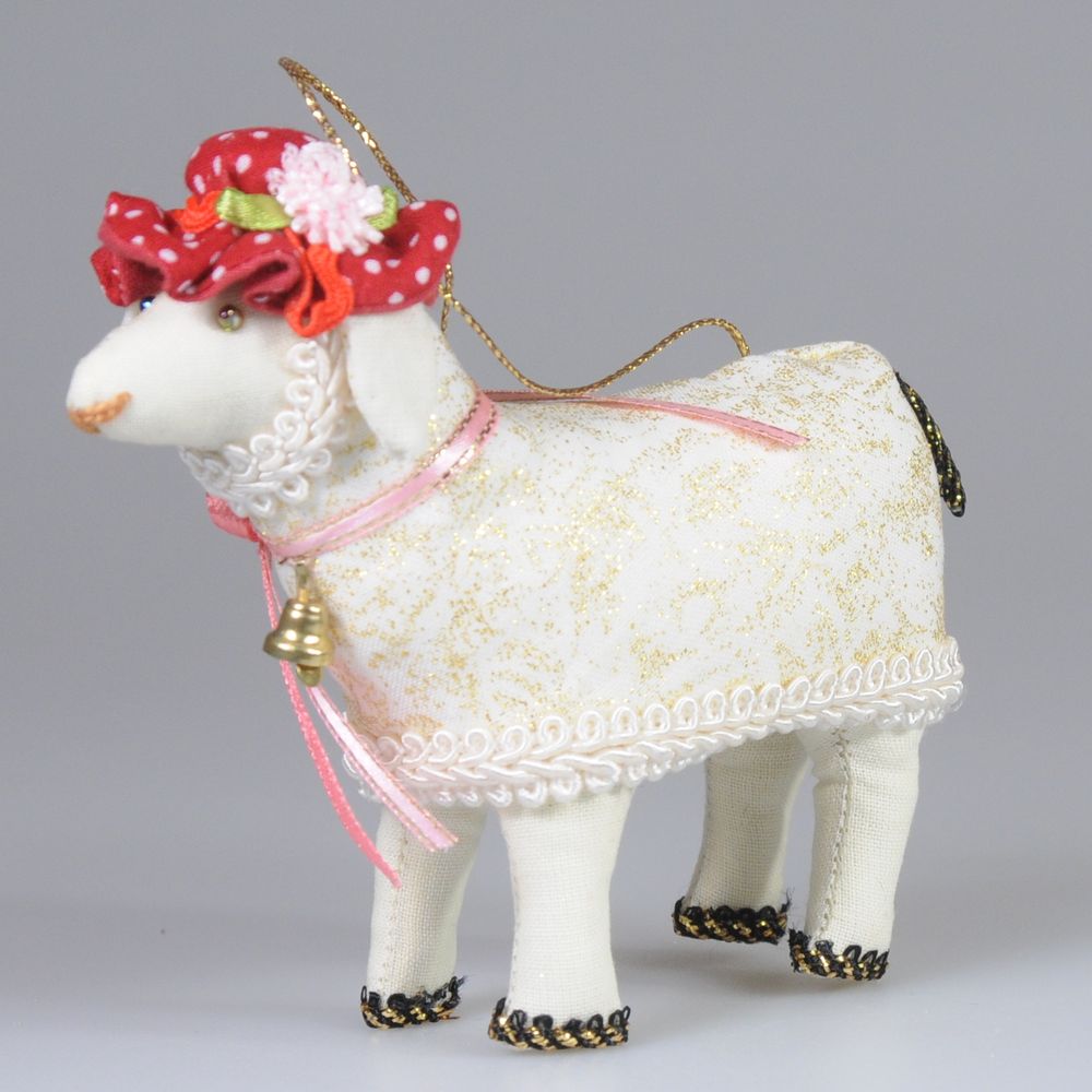 Ёлочная игрушка Овечка в шляпе