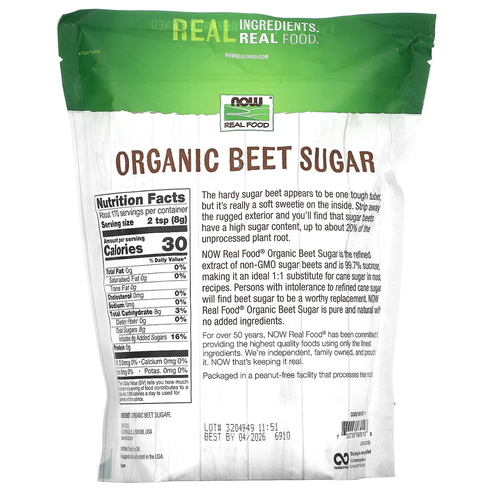 NOW Foods, Органический свекольный сахар, 3 фунта (1361 г)