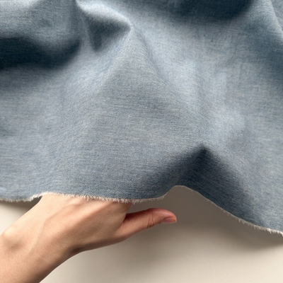 Тонкая рубашечная джинса Голубая