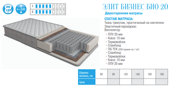 МАТРАС ЭЛИТ БИЗНЕС БИО 20