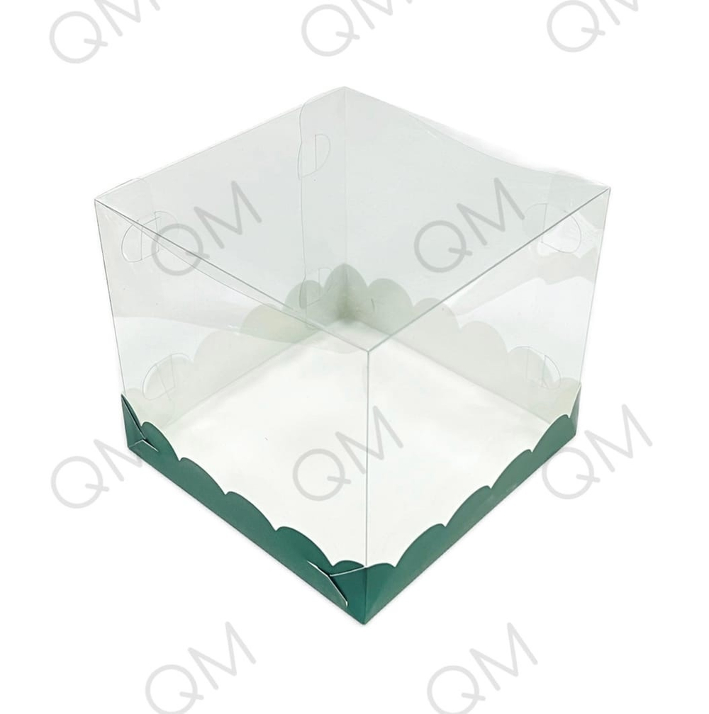 Коробка под кулич с прозрачным куполом 150*150*140 мм (зелёная матовая), 50шт