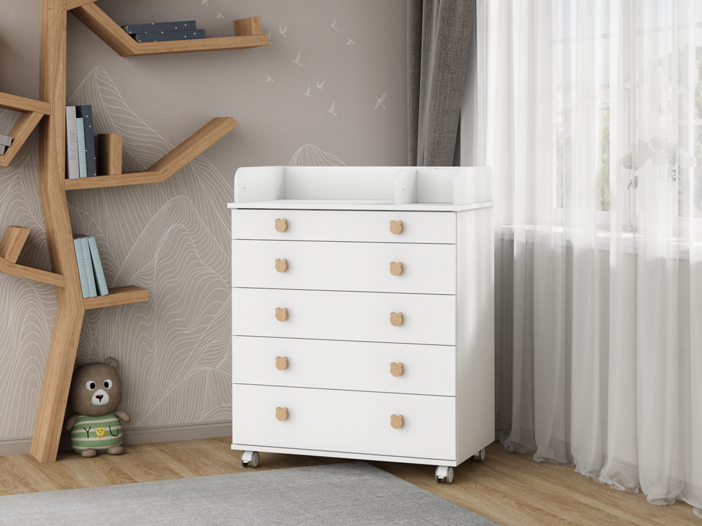 Комод с откидным пеленальным столиком Incanto Мишка цвет белый