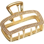 Заколка-краб для волос «AKS - DesignPRO», стразы, прямоугольник, цвет золото и хром, 5*3,8см