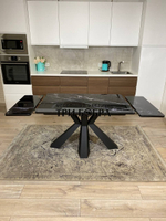 Кухонный раздвижной стол "Спайдер", чёрный мрамор