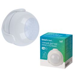 USN-A530 MS-WF WHITE Умный датчик присутствия Wi-Fi. на батарейке CR123A н-к. 7м. 110. Световое+PUSH оповещение. Накладной. Белый. Приложение UnielSmart. TM Uniel