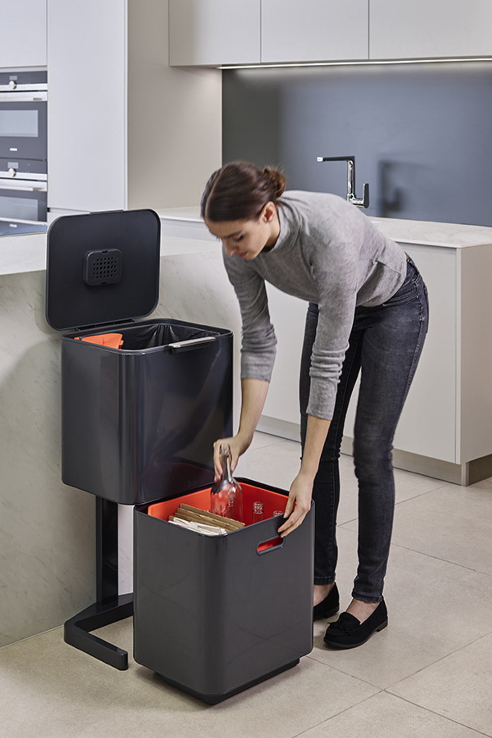 Контейнер для мусора с двумя баками totem max, 60 л, графит