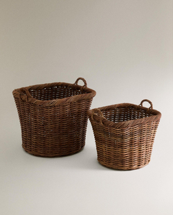 Zara Home Корзина из ротанга, цвет коричневый, 46 см