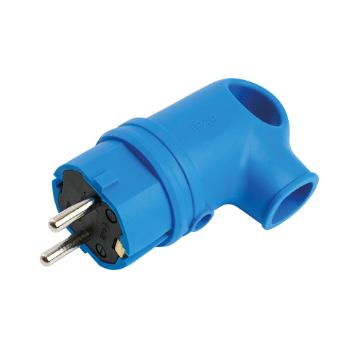 Вилка угловая с/з STEKKER, RPG16-21-442, каучук, 250В, 16A, IP44, синий 39254