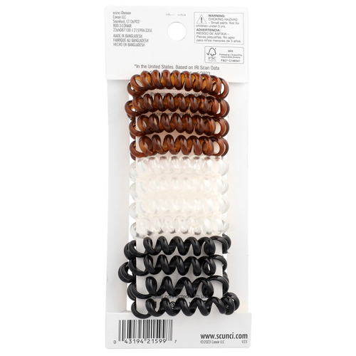 Scunci, Spirals ™, разные цвета, 12 шт.