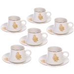 Кофейный набор 12 предметов «Золотая коллекция» (6 кружек 90мл+6 блюдец), пальма, узкая кружка