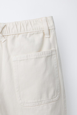 ZARA БРЮКИ КАРГО В ЕЛОЧКУ, ЭКРЮ