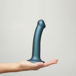 Гибкий фаллоимитатор Strap-on-me MONO DENSITE M, синий металлик