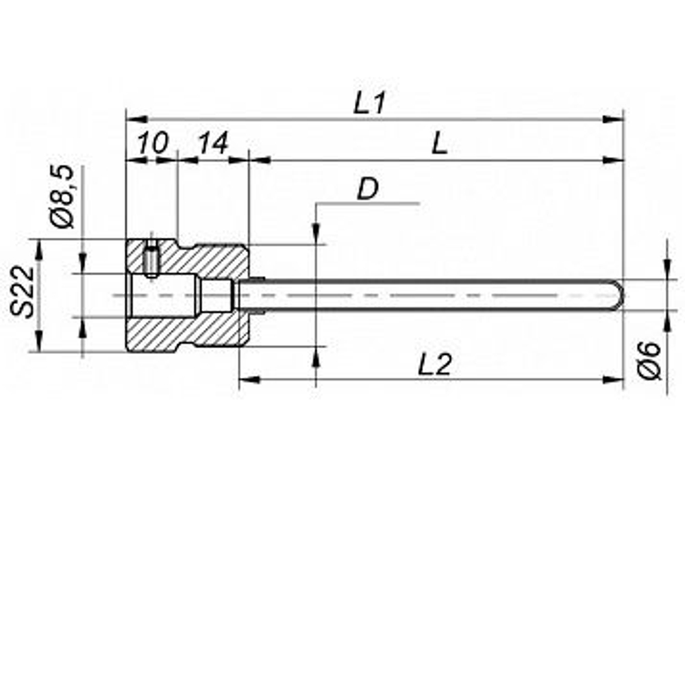 Термопреобразователь сопротивления из платины ТПТ-1-3-100П кл.А Н120мм d8мм бобышка и гильза защитная