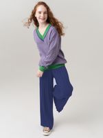 Школьные широкие брюки для девочки AT726-2 сапфировый