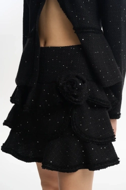 Ярусная мини-юбка из твида