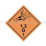 Наклейка Знак опасности Класс 1.3G Взрывчатые вещества и изделия