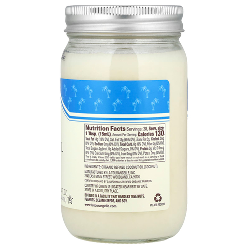 La Tourangelle, Органическое рафинированное кокосовое масло, 414 мл (14 жидк. унц.)
