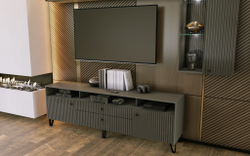 Тумба ТВ Оливия (металл), Графит, Графит глянец