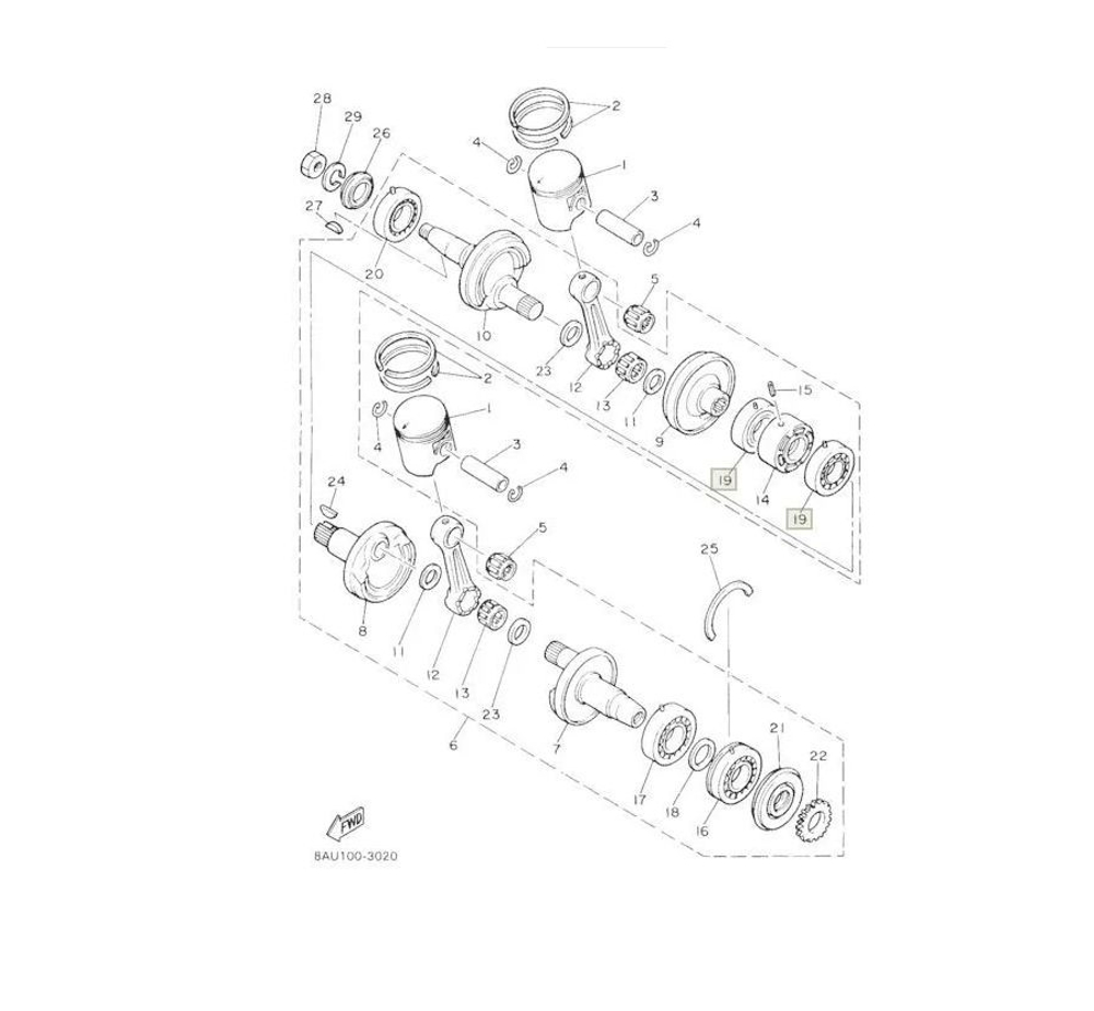 Подшипник колен. вала для снегоходов Yamaha 933062061700