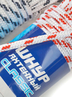 Шнур плетеный яхтенный SailMaster Classic 8,0 мм, 1500 кгс, 30м, белый/красная прядь, моток