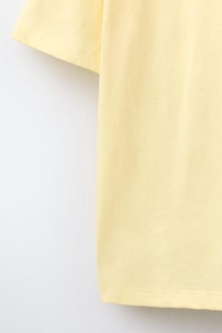 ZARA БАЗОВАЯ ОДНОТОННАЯ ФУТБОЛКА, МЯГКИЙ ЖЕЛТЫЙ