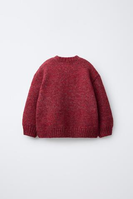 ZARA ОДНОТОННЫЙ ШЕРСТЯНОЙ СВИТЕР, БУРГУНДИ