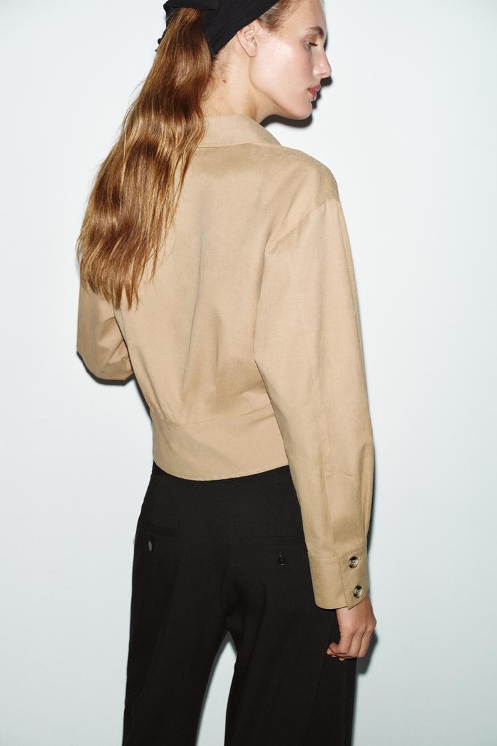 ZARA ПРИТАЛЕННАЯ РУБАШКА ИЗ МЯГКОЙ ТКАНИ, РЫЖЕВАТО-КОРИЧНЕВЫЙ