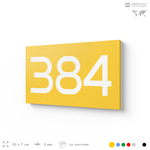 Номер на дверь 384, табличка на дверь для офиса, квартиры, кабинета, аудитории, склада, желтая 120х70 мм, Айдентика Технолоджи