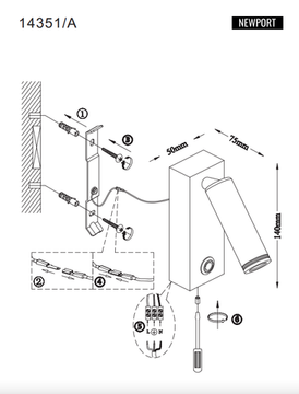 Бра LED 3W 3000К 14351/A chrome хром Newport