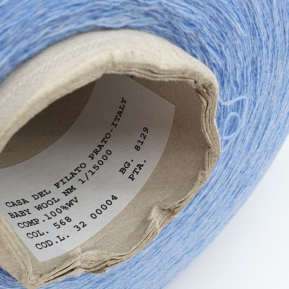 Пряжа CASA DEL FILATO BABY WOOL 1/15 (100% мериносовая шерсть кардная) 1500 м/100гр голубой меланж
