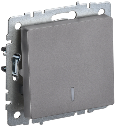 BRITE Выключатель 1-клавишный проходной с индикацией 10А ВС10-1-7-БрС сталь IEK