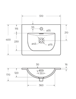 Тумба с раковиной подвесная BelBagno MARINO-CER-MINI-500-2C-SO-RNG-P Rovere Nature Grigio, раковина белая BB-8099-3-50