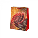 Пакет подарочный бумажный Alingar, (М) 18х24х8,5 см, вертикальный, "Золотые розы", мат. ламинация, тиснение, ассорти