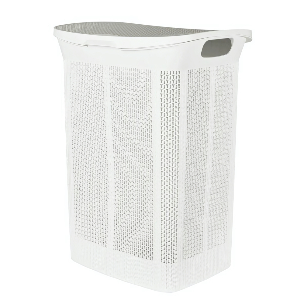 Корзина для белья Keeplex Ajur с откидной крышкой 50л 43х34х59см белое облако