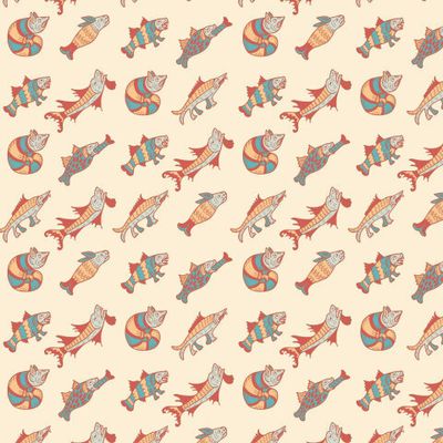 Средневековый бестиарий, морские животные, бежевый