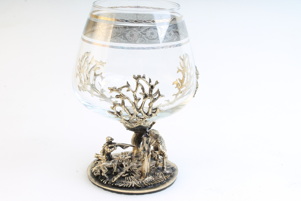 Бокал для коньяка Охота на Лося в футляре