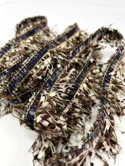 Тесьма с бахромой твидовая букле травка 35мм (1,5м в уп)